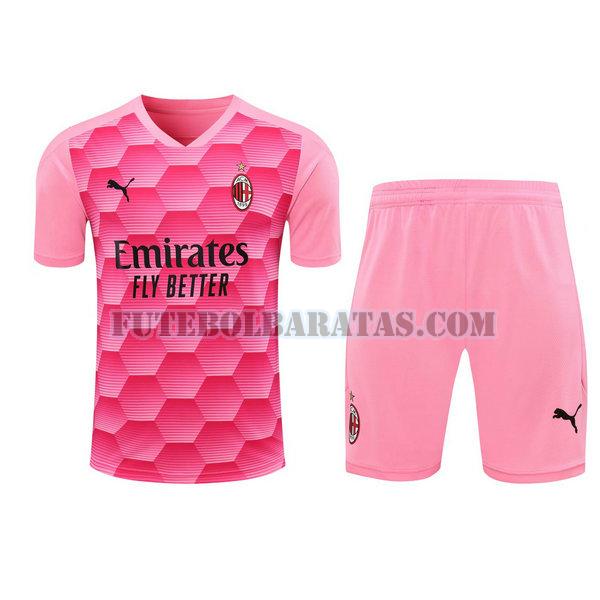 camisa+calção ac milan 2021 goleiro - rosa homens