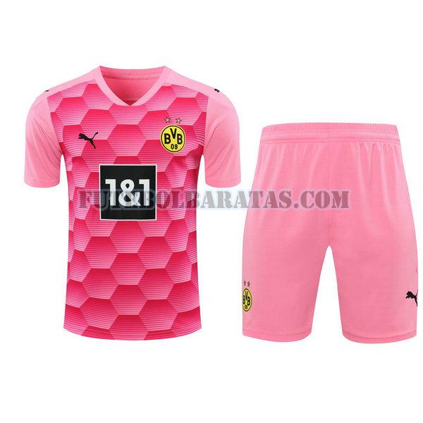 camisa+calção borussia dortmund 2021 goleiro - rosa homens