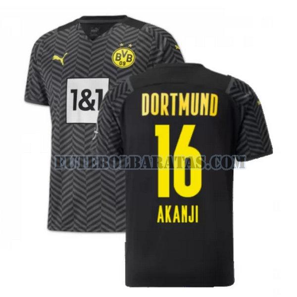 camisa akanji 16 borussia dortmund 2021 2022 away - preto homens