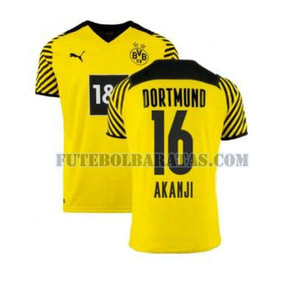 camisa akanji 16 borussia dortmund 2021 2022 home - amarelo homens