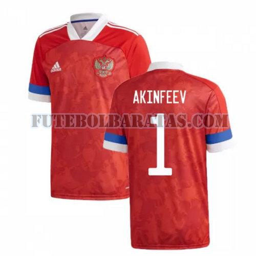 camisa akinfeev 1 rússia 2020 home - vermelho homens