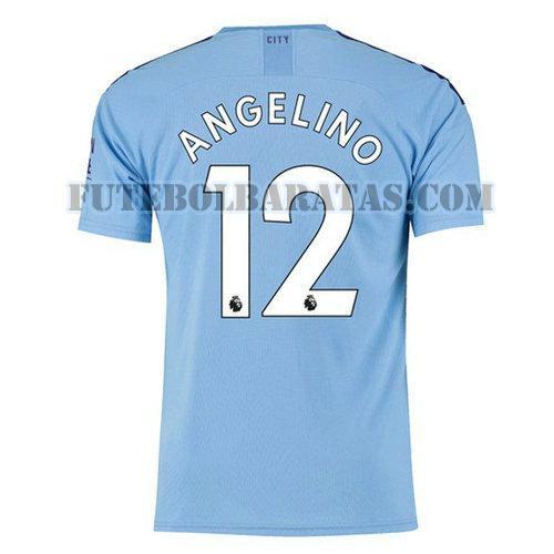 camisa angelino 12 manchester city 2019-2020 home - azul homens