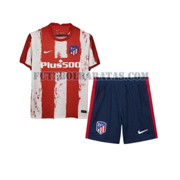 camisa atlético madrid 2021 2022 home - vermelho branco meninos