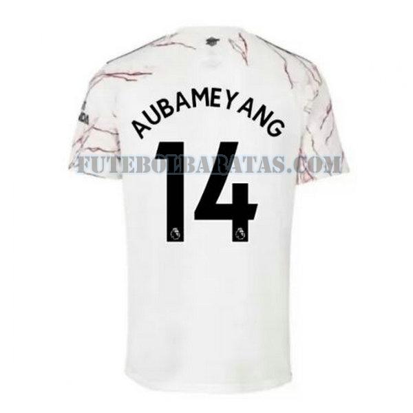 camisa aubameyang 14 arsenal 2020-2021 away - branco homens