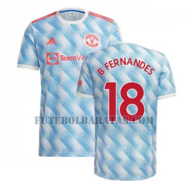 camisa b fernandes 18 manchester united 2021 2022 away - azul homens