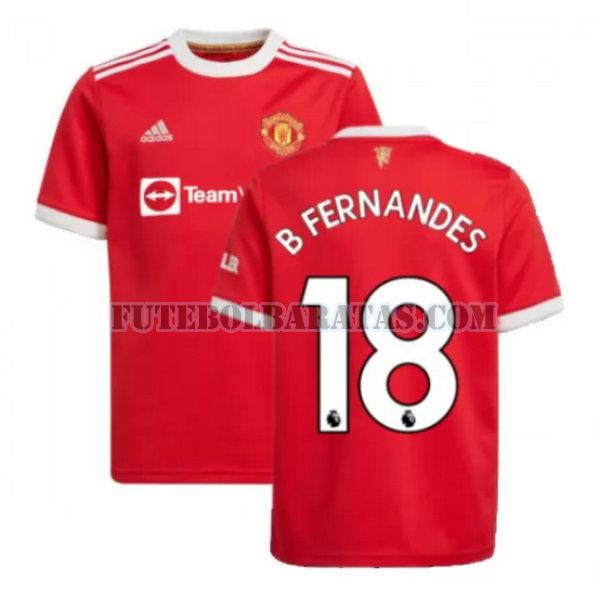 camisa b fernandes 18 manchester united 2021 2022 home - vermelho homens