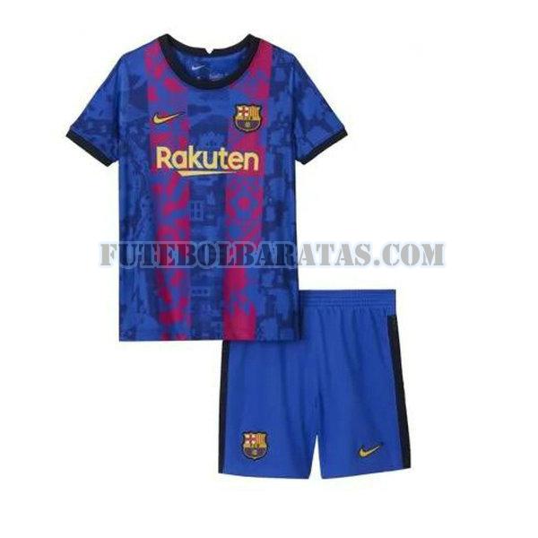 camisa barcelona 2021 2022 third - azul vermelho meninos