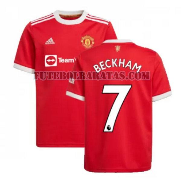 camisa beckham 7 manchester united 2021 2022 home - vermelho homens