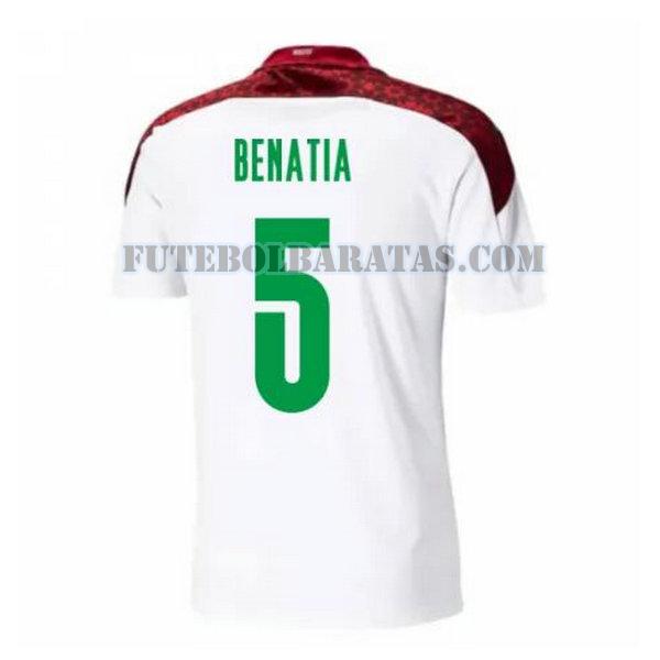 camisa benatia 5 marrocos 2020-2021 away - branco homens
