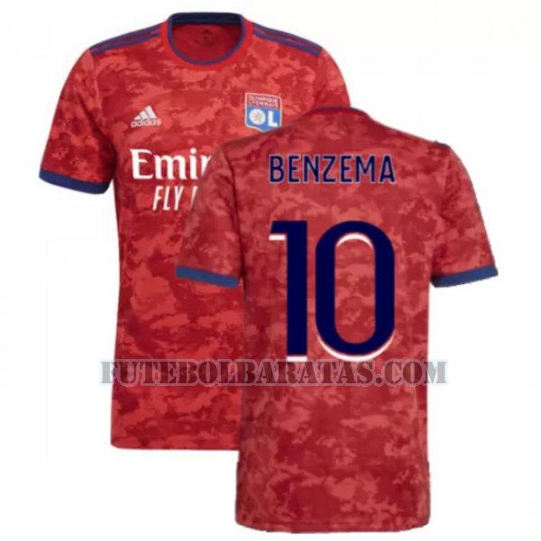 camisa benzema 10 lyon frança 2021 2022 away - vermelho homens