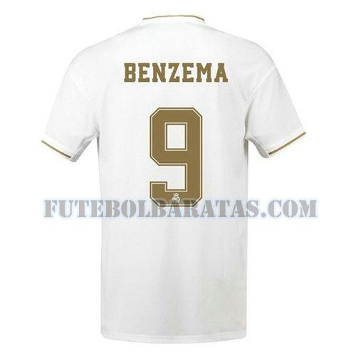 camisa benzema 9 real madrid 2019-2020 home - branco homens