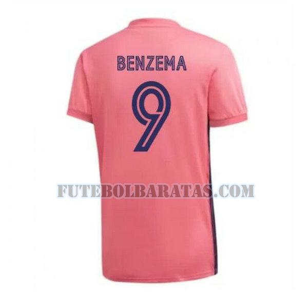 camisa benzema 9 real madrid 2020-2021 away - rosa homens