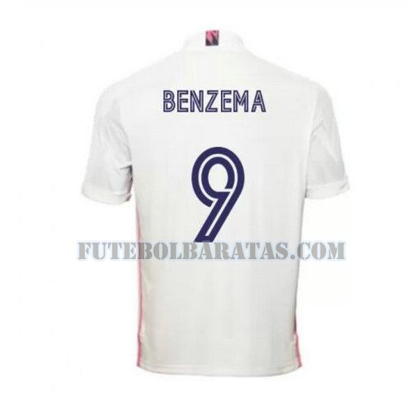 camisa benzema 9 real madrid 2020-2021 home - branco homens