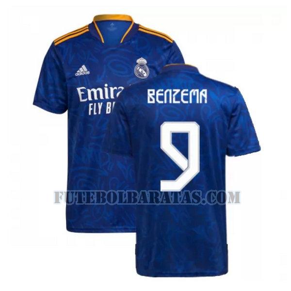 camisa benzema 9 real madrid 2021 2022 away - azul homens