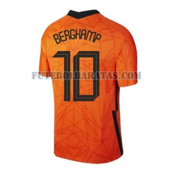 camisa bergkamp 10 holanda 2020 home - laranja homens