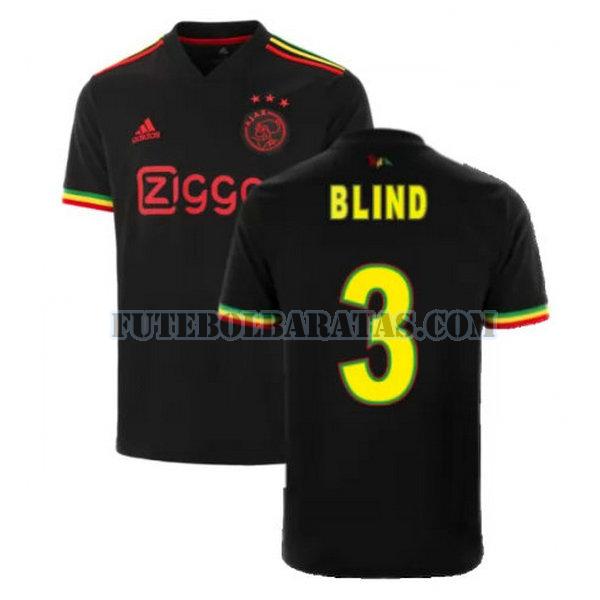 camisa blind 3 ajax amsterdam 2021 2022 third - preto homens