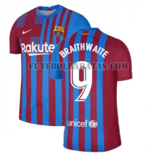 camisa braithwaite 9 barcelona 2021 2022 home - vermelho branco homens