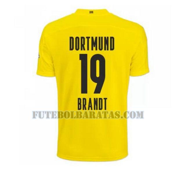 camisa brandt 19 borussia dortmund 2020-2021 home - amarelo homens