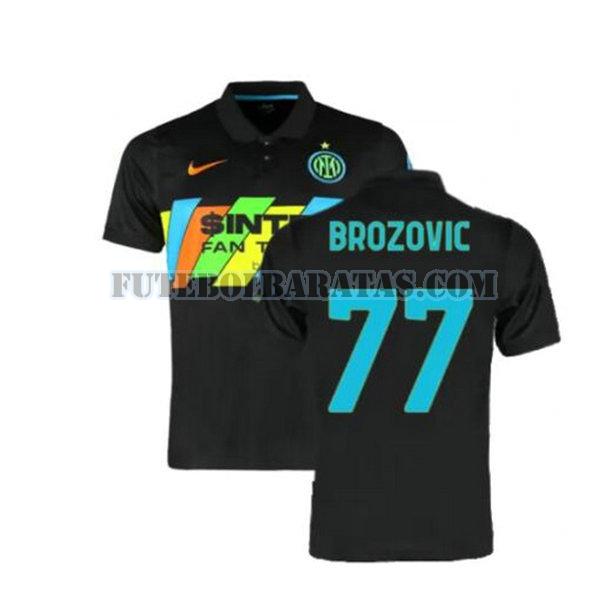 camisa brozovic 77 inter de milão 2021 2022 third - preto homens