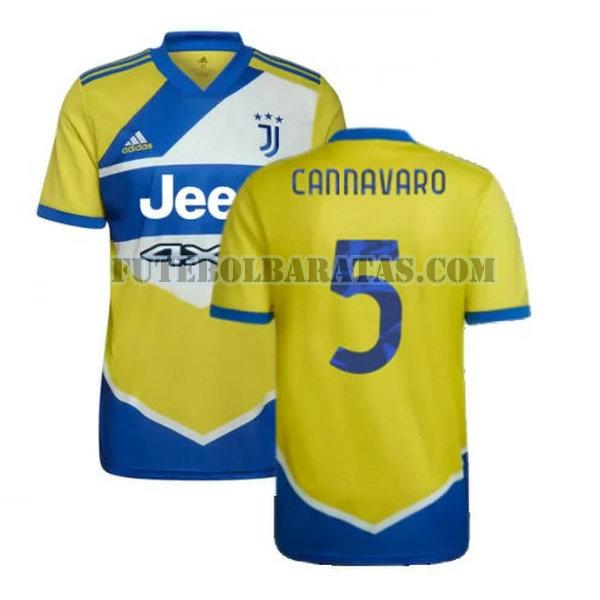 camisa cannavaro 5 juventus 2021 2022 third - amarelo azul homens