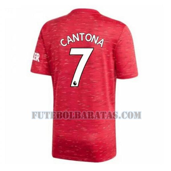 camisa cantona 7 manchester united 2020-2021 home - vermelho homens