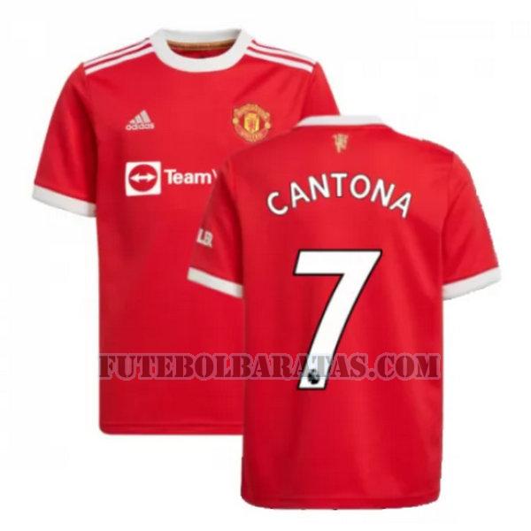 camisa cantona 7 manchester united 2021 2022 home - vermelho homens
