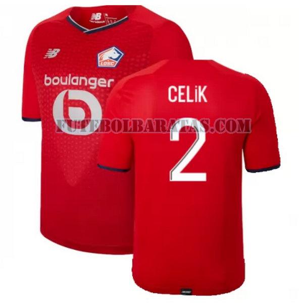 camisa celik 2 losc lille 2021 2022 home - vermelho homens