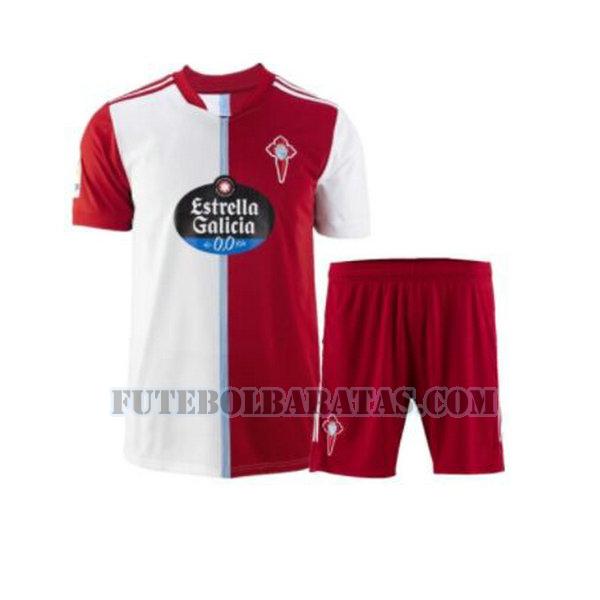 camisa celta de vigo 2021 2022 away - vermelho branco meninos