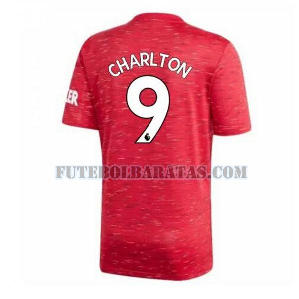 camisa charlton 9 manchester united 2020-2021 home - vermelho homens