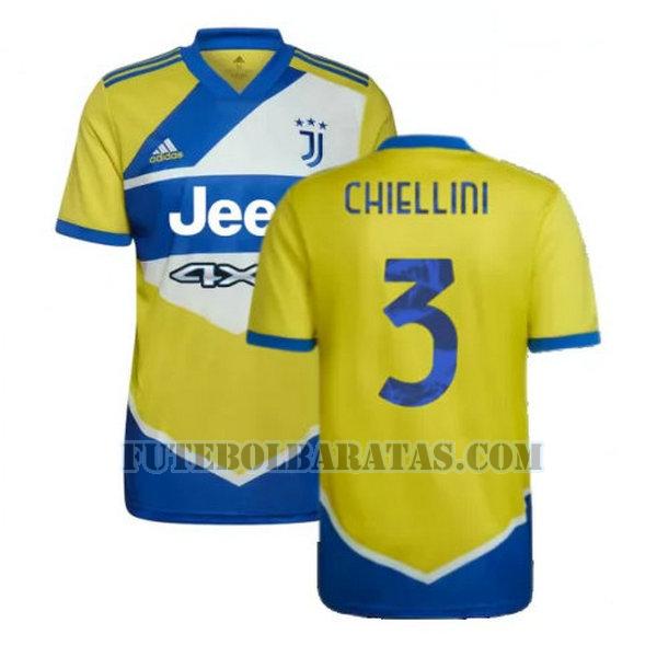 camisa chiellini 3 juventus 2021 2022 third - amarelo azul homens