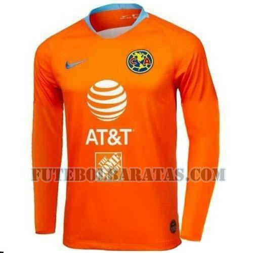 camisa club américa 2019-2020 third manga comprida - laranja homens