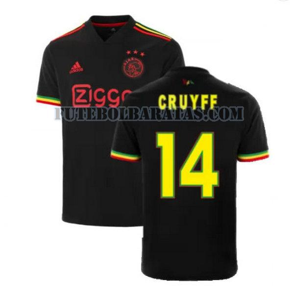 camisa cruyff 14 ajax amsterdam 2021 2022 third - preto homens