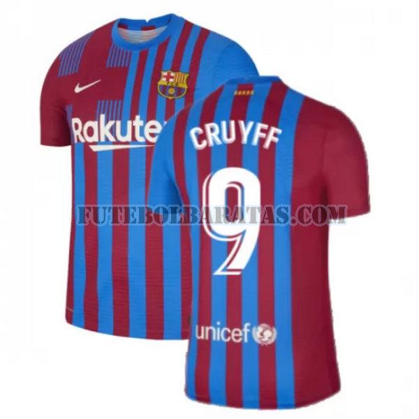 camisa cruyff 9 barcelona 2021 2022 home - vermelho branco homens
