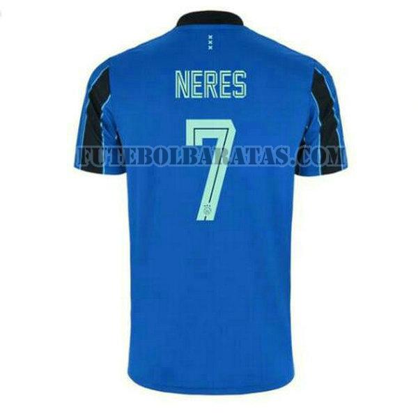 camisa david neres 7 ajax amsterdam 2021 2022 away - azul homens