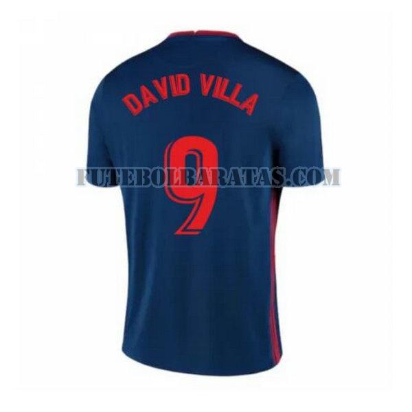 camisa david villa 9 atlético madrid 2020-2021 away - azul homens