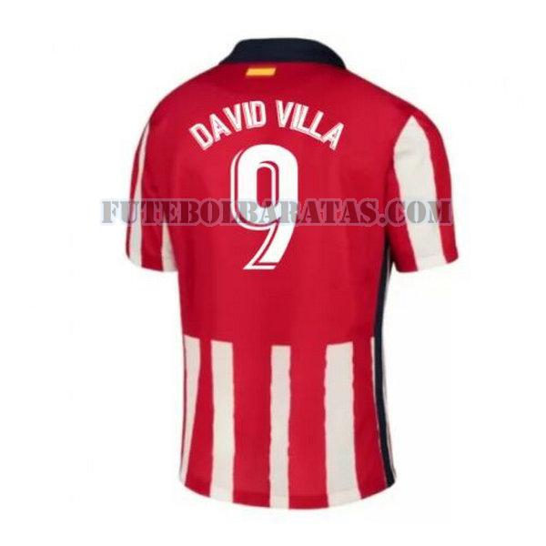 camisa david villa 9 atlético madrid 2020-2021 home - vermelho homens