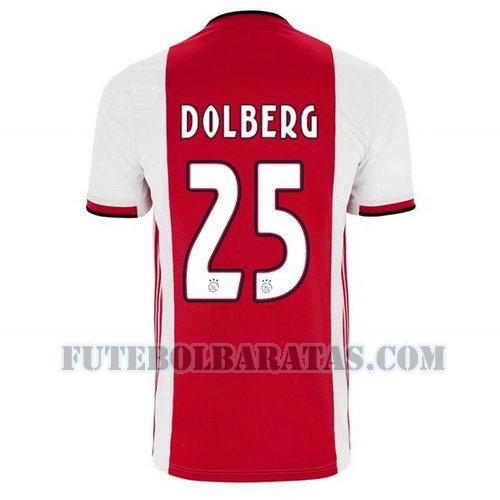 camisa dolberg 25 ajax amsterdam 2019-2020 home - vermelho homens