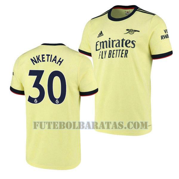 camisa eddie nketiah 30 arsenal 2021 2022 away - amarelo homens