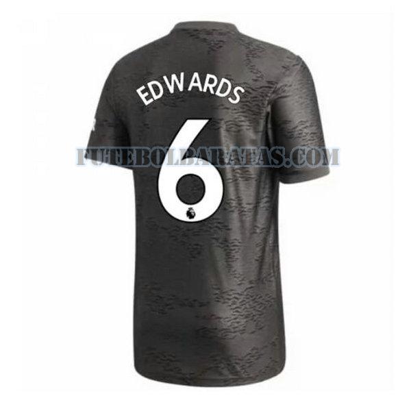 camisa edwards 6 manchester united 2020-2021 away - preto homens