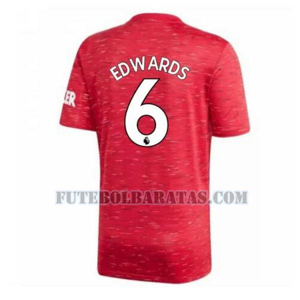 camisa edwards 6 manchester united 2020-2021 home - vermelho homens