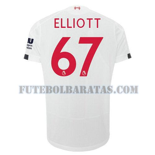 camisa elliott 67 liverpool 2019-2020 away - branco homens