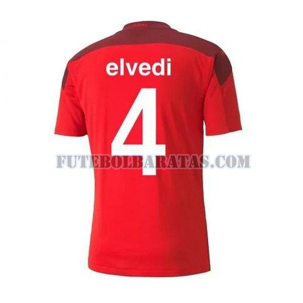 camisa elvedi 4 suíça 2020-2021 home - vermelho homens