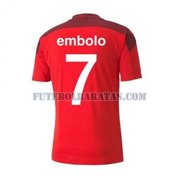 camisa embolo 7 suíça 2020-2021 home - vermelho homens