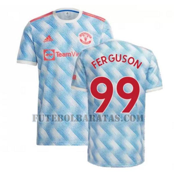 camisa ferguson 99 manchester united 2021 2022 away - azul homens