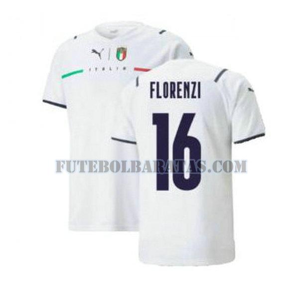 camisa florenzi 16 itália 2021 2022 away - branco homens