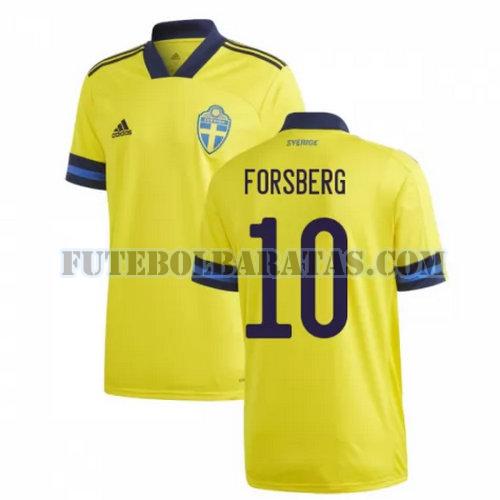 camisa forsberg 10 suécia 2020 home - amarelo homens