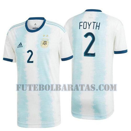 camisa foyth2 argentina 2020 home - branco homens