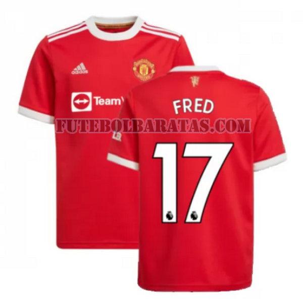 camisa fred 17 manchester united 2021 2022 home - vermelho homens