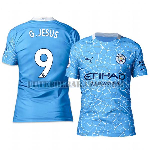 camisa gabriel jesus 9 manchester city 2020-2021 home - azul homens
