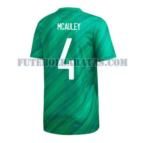 camisa gareth mcauley 4 irlanda do norte 2020 home - verde homens